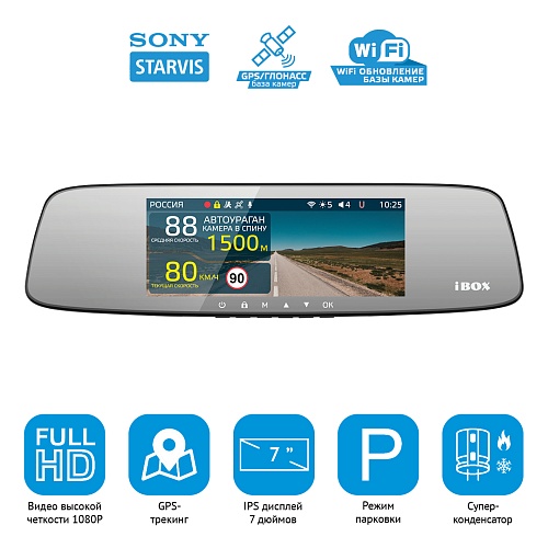 Видеорегистратор зеркало с GPS/ГЛОНАСС базой камер iBOX Rover WiFi GPS Dual